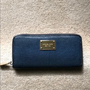 MK navy leather wallet